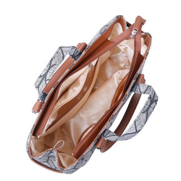 Women Monochrome Printed Shoulder Tote Bag – Hand Crafted Fabric Handbags Purse - Picture 5 of 10